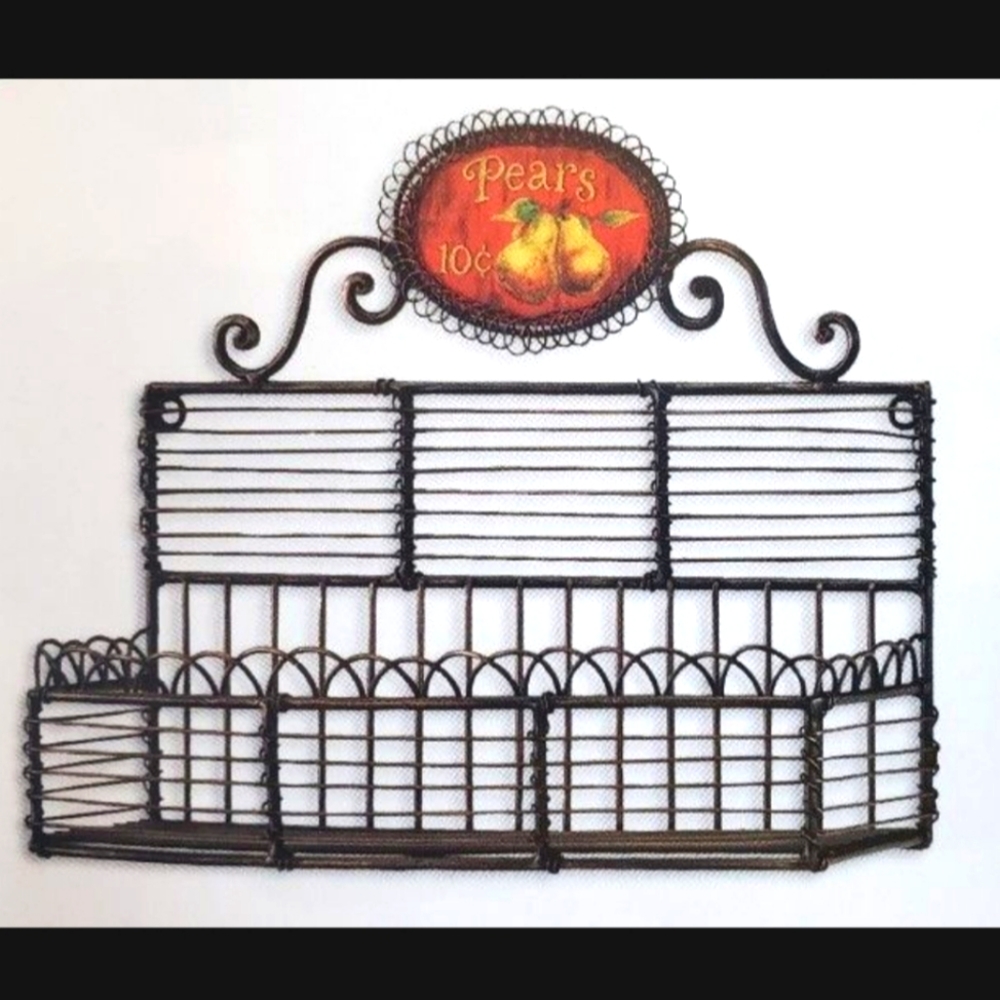 Home Interiors Metal Fruit Stand Wall Basket New in box